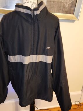 L Dockers Golf Stain Defender 1/4 Zip Windbreaker Jacket Men’s Large Black & Tan